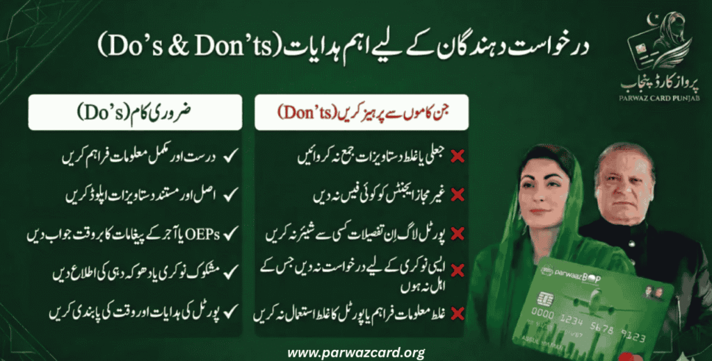 Important Guidelines for parwaaz card